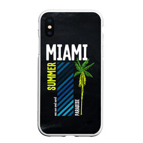 Чехол для iPhone XS Max матовый с принтом Summer Miami в Рязани, Силикон | Область печати: задняя сторона чехла, без боковых панелей | paradise | summer | летняя | лето | майами | маями | пальмы | рай