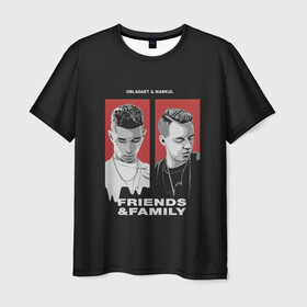 Мужская футболка 3D с принтом Obladaet & Markul в Рязани, 100% полиэфир | прямой крой, круглый вырез горловины, длина до линии бедер | Тематика изображения на принте: friends  family | markul | obla | obladaet | маркул | обла | обладает