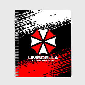 Тетрадь с принтом Umbrella Corporation в Рязани, 100% бумага | 48 листов, плотность листов — 60 г/м2, плотность картонной обложки — 250 г/м2. Листы скреплены сбоку удобной пружинной спиралью. Уголки страниц и обложки скругленные. Цвет линий — светло-серый
 | resident evil | umbrella corporation | амбрелла | амбрелла корпорейшн | вирус | вымышленная военная и фармацевтическая корпорация | игра | умбрелла