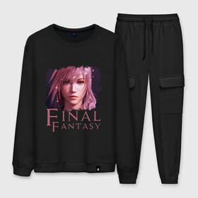 Мужской костюм хлопок с принтом Final Fantasy в Рязани, 100% хлопок | на свитшоте круглая горловина, мягкая резинка по низу. Брюки заужены к низу, на них два вида карманов: два “обычных” по бокам и два объемных, с клапанами, расположенные ниже линии бедра. Брюки с мягкой трикотажной резинкой на поясе и по низу штанин. В поясе для дополнительного комфорта — широкие завязки | anime | final fantasy | final fantasy remake | final fantasy vii | final fantasy xv | айрис | аниме | анимэ | клауд страйф | файнару фантадзи | шинра