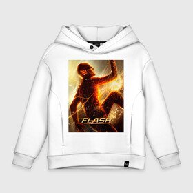 Детское худи Oversize хлопок с принтом The Flash в Рязани, френч-терри — 70% хлопок, 30% полиэстер. Мягкий теплый начес внутри —100% хлопок | боковые карманы, эластичные манжеты и нижняя кромка, капюшон на магнитной кнопке | Тематика изображения на принте: barry allen | the flash | vdzabma | барри аллен | флэш