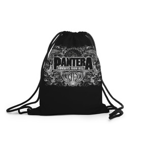 Рюкзак-мешок 3D с принтом PANTERA. в Рязани, 100% полиэстер | плотность ткани — 200 г/м2, размер — 35 х 45 см; лямки — толстые шнурки, застежка на шнуровке, без карманов и подкладки | pantera | американская метал группа | грув метал | группа | музыка | пантера | рок | рок группа