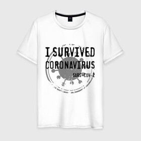 Мужская футболка хлопок с принтом I SURVIVED CORONAVIRUS в Рязани, 100% хлопок | прямой крой, круглый вырез горловины, длина до линии бедер, слегка спущенное плечо. | Тематика изображения на принте: coronavirus | covid | covid 19 | covid19 | epidemic | ncov | pandemic | quarantine | survived | вирус | карантин | корона | коронавирус | пандемия | пережил | пережила | пересидел | пересидела | эпидемия