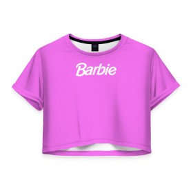 Женская футболка Crop-top 3D с принтом Barbie в Рязани, 100% полиэстер | круглая горловина, длина футболки до линии талии, рукава с отворотами | Тематика изображения на принте: barbie | барби | кукла | кукла барби