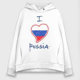 Женское худи Oversize хлопок с принтом I love Russia в Рязани, френч-терри — 70% хлопок, 30% полиэстер. Мягкий теплый начес внутри —100% хлопок | боковые карманы, эластичные манжеты и нижняя кромка, капюшон на магнитной кнопке | ru | rus | russia | герб | двуглавый | империя | лого | люблю | надпись | национальный | орел | отечественный | патриот | россии | российская | россия | русич | русский | русь | рф | сборная | сердце | символ