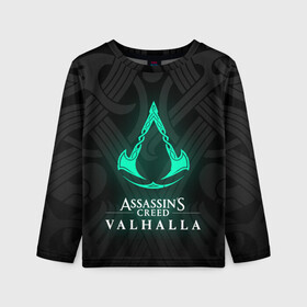 Детский лонгслив 3D с принтом ASSASSINS CREED VALHALLA в Рязани, 100% полиэстер | длинные рукава, круглый вырез горловины, полуприлегающий силуэт
 | s creed | ассасин | ассасин крид. | скандинавия