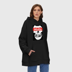 Худи SuperOversize хлопок с принтом Misfits в Рязани, 70% хлопок, 30% полиэстер, мягкий начес внутри | карман-кенгуру, эластичная резинка на манжетах и по нижней кромке, двухслойный капюшон
 | Тематика изображения на принте: clash | cure | horror | horrorpunk | linkin park | misfits | punk | punkrock | ramones | король и шут | панкрок