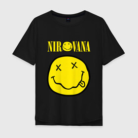 Мужская футболка хлопок Oversize с принтом NIRVANA в Рязани, 100% хлопок | свободный крой, круглый ворот, “спинка” длиннее передней части | nirvana | nirvana smells | nirvana smells like | teen spirit | курт кобейн | нирвана | нирвана песни.