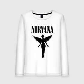 Женский лонгслив хлопок с принтом NIRVANA в Рязани, 100% хлопок |  | nirvana | nirvana smells | nirvana smells like | teen spirit | курт кобейн | нирвана | нирвана песни.