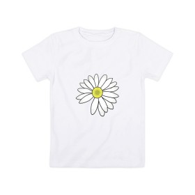 Детская футболка хлопок с принтом Ромашка в Рязани, 100% хлопок | круглый вырез горловины, полуприлегающий силуэт, длина до линии бедер | белый цветок | лепестки | природа | растение | ромашка | цветок