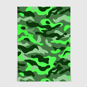 Постер с принтом CAMOUFLAGE GREEN в Рязани, 100% бумага
 | бумага, плотность 150 мг. Матовая, но за счет высокого коэффициента гладкости имеет небольшой блеск и дает на свету блики, но в отличии от глянцевой бумаги не покрыта лаком | camouflage | армия | военная форма | военный | вооружение | вооруженные силы | защита | защитный цвет | зеленый | камуфляж | маскировка | солдат | униформа | форма