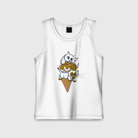 Детская майка хлопок с принтом Ice Cream Cats в Рязани,  |  | animal | cat | cute | kitty | meow | друг | еда | животные | киска | китти | кот | котенок | котик | кошечка | кошка | лев | леопард | милый | мороженое | мур | мяу | пантера | питомец | рысь | тигр | улыбка