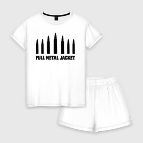 Женская пижама с шортиками хлопок с принтом Пули в Рязани, 100% хлопок | футболка прямого кроя, шорты свободные с широкой мягкой резинкой | full metal jacket | армия | война | вьетнам | густав хэсфорд | морская пехота | пуля | сержант хартман | старики | стэнли кубрик | цельнометаллическая оболочка