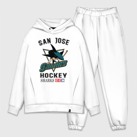 Мужской костюм хлопок OVERSIZE с принтом SAN JOSE SHARKS в Рязани,  |  | hockey | nhl | san jose | sharks | sport | usa | акулы | надпись | нхл | сан хосе | символы | сообщение | спорт | сша | текст | фраза | хоккей | цитаты | шайбу