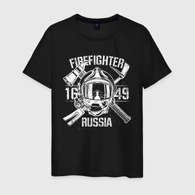 Мужская футболка хлопок с принтом FIREFIGHTER RUSSIA в Рязани, 100% хлопок | прямой крой, круглый вырез горловины, длина до линии бедер, слегка спущенное плечо. | 112 | 23 февраля | 27 декабря | firefighter | герб | гкчс | знак | лого | логотип | мчс | мчс россии | мчсник | пожарная охрана | пожарник | пожарный | пч | россии | рф | символ | ситуац | служба | спасатель