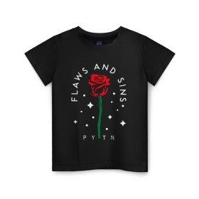 Детская футболка хлопок с принтом PYTN X ROSE (НА СПИНЕ). в Рязани, 100% хлопок | круглый вырез горловины, полуприлегающий силуэт, длина до линии бедер | payton | payton moormeie | pytn | rose | блогер | знаменитость | пейтон | пейтон моормиер | тиктоенр