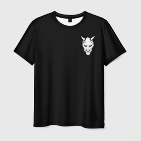 Мужская футболка 3D с принтом Демон Они (Принт на спине) в Рязани, 100% полиэфир | прямой крой, круглый вырез горловины, длина до линии бедер | cyberpunk | demon | japan | kyoto | oni | tokyo | аниме | демон | киберпанк | маска | они | стиль | ханья | япония | японский