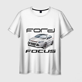 Мужская футболка 3D с принтом FORD в Рязани, 100% полиэфир | прямой крой, круглый вырез горловины, длина до линии бедер | Тематика изображения на принте: focus | ford | авто | гонки | машина | тачка | фокус | форд