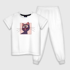 Детская пижама хлопок с принтом Luna, Sailor Moon в Рязани, 100% хлопок |  брюки и футболка прямого кроя, без карманов, на брюках мягкая резинка на поясе и по низу штанин
 | Тематика изображения на принте: 90s | cat | cute | kawaii | kitty | luna | sailor moon | usagi tsukino | аниме | каваии | кавай | кот | котики | луна | манга | марс | меркурий | милота | сейлор | сейлор мун | усаги цукино
