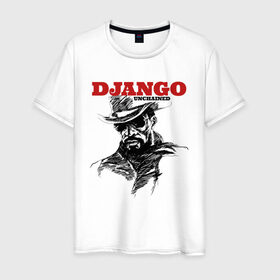 Мужская футболка хлопок с принтом Django в Рязани, 100% хлопок | прямой крой, круглый вырез горловины, длина до линии бедер, слегка спущенное плечо. | Тематика изображения на принте: django | tarantino | джанго | джанго освобожденный | тарантино