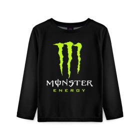 Детский лонгслив 3D с принтом MONSTER ENERGY в Рязани, 100% полиэстер | длинные рукава, круглый вырез горловины, полуприлегающий силуэт
 | Тематика изображения на принте: black monster | bmx | claw | cybersport | energy | monster | monster energy | moto | motocross | race | sport | киберспорт | когти | монстер энерджи | монстр | мото | мотокросс | ралли | скейтбординг | спорт | т | энергия