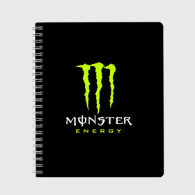 Тетрадь с принтом MONSTER ENERGY в Рязани, 100% бумага | 48 листов, плотность листов — 60 г/м2, плотность картонной обложки — 250 г/м2. Листы скреплены сбоку удобной пружинной спиралью. Уголки страниц и обложки скругленные. Цвет линий — светло-серый
 | black monster | bmx | claw | cybersport | energy | monster | monster energy | moto | motocross | race | sport | киберспорт | когти | монстер энерджи | монстр | мото | мотокросс | ралли | скейтбординг | спорт | т | энергия