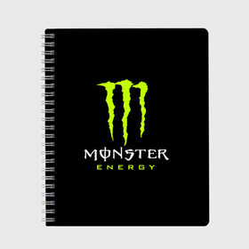 Тетрадь с принтом MONSTER ENERGY в Рязани, 100% бумага | 48 листов, плотность листов — 60 г/м2, плотность картонной обложки — 250 г/м2. Листы скреплены сбоку удобной пружинной спиралью. Уголки страниц и обложки скругленные. Цвет линий — светло-серый
 | Тематика изображения на принте: black monster | bmx | claw | cybersport | energy | monster | monster energy | moto | motocross | race | sport | киберспорт | когти | монстер энерджи | монстр | мото | мотокросс | ралли | скейтбординг | спорт | т | энергия