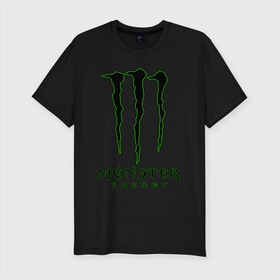 Мужская футболка хлопок Slim с принтом MONSTER ENERGY в Рязани, 92% хлопок, 8% лайкра | приталенный силуэт, круглый вырез ворота, длина до линии бедра, короткий рукав | Тематика изображения на принте: black monster | bmx | claw | cybersport | energy | monster | monster energy | moto | motocross | race | sport | киберспорт | когти | монстер энерджи | монстр | мото | мотокросс | ралли | скейтбординг | спорт | т | энергия