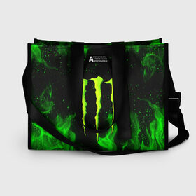 Сумка-шоппер 3D с принтом MONSTER ENERGY в Рязани, 100% полиэстер | застегивается на металлическую кнопку; внутренний карман застегивается на молнию. Стенки укреплены специальным мягким материалом, чтобы защитить содержимое от несильных ударов
 | black monster | bmx | claw | cybersport | energy | monster | monster energy | moto | motocross | race | sport | киберспорт | когти | монстер энерджи | монстр | мото | мотокросс | ралли | скейтбординг | спорт | т | энергия