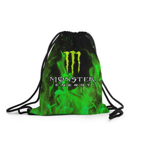 Рюкзак-мешок 3D с принтом MONSTER ENERGY в Рязани, 100% полиэстер | плотность ткани — 200 г/м2, размер — 35 х 45 см; лямки — толстые шнурки, застежка на шнуровке, без карманов и подкладки | black monster | bmx | claw | cybersport | energy | monster | monster energy | moto | motocross | race | sport | киберспорт | когти | монстер энерджи | монстр | мото | мотокросс | ралли | скейтбординг | спорт | т | энергия