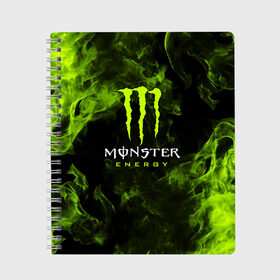 Тетрадь с принтом MONSTER ENERGY в Рязани, 100% бумага | 48 листов, плотность листов — 60 г/м2, плотность картонной обложки — 250 г/м2. Листы скреплены сбоку удобной пружинной спиралью. Уголки страниц и обложки скругленные. Цвет линий — светло-серый
 | black monster | bmx | claw | cybersport | energy | monster | monster energy | moto | motocross | race | sport | киберспорт | когти | монстер энерджи | монстр | мото | мотокросс | ралли | скейтбординг | спорт | т | энергия