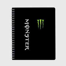 Тетрадь с принтом MONSTER ENERGY в Рязани, 100% бумага | 48 листов, плотность листов — 60 г/м2, плотность картонной обложки — 250 г/м2. Листы скреплены сбоку удобной пружинной спиралью. Уголки страниц и обложки скругленные. Цвет линий — светло-серый
 | black monster | bmx | claw | cybersport | energy | monster | monster energy | moto | motocross | race | sport | киберспорт | когти | монстер энерджи | монстр | мото | мотокросс | ралли | скейтбординг | спорт | т | энергия