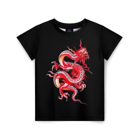Детская футболка 3D с принтом Дракон в Рязани, 100% гипоаллергенный полиэфир | прямой крой, круглый вырез горловины, длина до линии бедер, чуть спущенное плечо, ткань немного тянется | арт | дракон | дракоша | животные | картинка | китайский дракон | красный дракон | рисунок | японский дракон | ящер