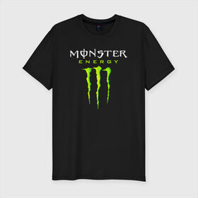 Мужская футболка хлопок Slim с принтом MONSTER ENERGY в Рязани, 92% хлопок, 8% лайкра | приталенный силуэт, круглый вырез ворота, длина до линии бедра, короткий рукав | Тематика изображения на принте: black monster | bmx | claw | cybersport | energy | monster | monster energy | moto | motocross | race | sport | киберспорт | когти | монстер энерджи | монстр | мото | мотокросс | ралли | скейтбординг | спорт | т | энергия