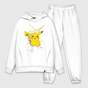 Мужской костюм хлопок OVERSIZE с принтом Пикачу молния в Рязани,  |  | anime | pikachu | pokemon | pokemon logo | аниме | анимэ | пика | пикачу | покемон | покемон постер | эш и пикачу | эш кетчум | япония | японский