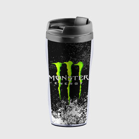 Термокружка-непроливайка с принтом MONSTER ENERGY в Рязани, внутренняя часть — пищевой пластик, наружная часть — прозрачный пластик, между ними — полиграфическая вставка с рисунком | объем — 350 мл, герметичная крышка | black monster | bmx | claw | cybersport | energy | monster | monster energy | moto | motocross | race | sport | киберспорт | когти | монстер энерджи | монстр | мото | мотокросс | ралли | скейтбординг | спорт | т | энергия