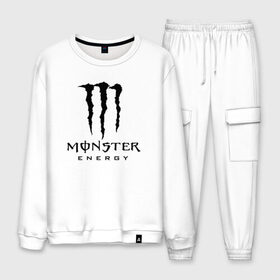 Мужской костюм хлопок с принтом MONSTER ENERGY в Рязани, 100% хлопок | на свитшоте круглая горловина, мягкая резинка по низу. Брюки заужены к низу, на них два вида карманов: два “обычных” по бокам и два объемных, с клапанами, расположенные ниже линии бедра. Брюки с мягкой трикотажной резинкой на поясе и по низу штанин. В поясе для дополнительного комфорта — широкие завязки | black monster | bmx | claw | cybersport | energy | monster | monster energy | moto | motocross | race | sport | киберспорт | когти | монстер энерджи | монстр | мото | мотокросс | ралли | скейтбординг | спорт | т | энергия