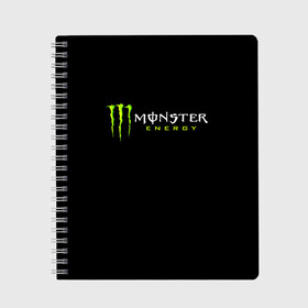 Тетрадь с принтом MONSTER ENERGY в Рязани, 100% бумага | 48 листов, плотность листов — 60 г/м2, плотность картонной обложки — 250 г/м2. Листы скреплены сбоку удобной пружинной спиралью. Уголки страниц и обложки скругленные. Цвет линий — светло-серый
 | black monster | bmx | claw | cybersport | energy | monster | monster energy | moto | motocross | race | sport | киберспорт | когти | монстер энерджи | монстр | мото | мотокросс | ралли | скейтбординг | спорт | т | энергия