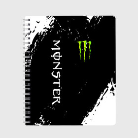 Тетрадь с принтом MONSTER ENERGY в Рязани, 100% бумага | 48 листов, плотность листов — 60 г/м2, плотность картонной обложки — 250 г/м2. Листы скреплены сбоку удобной пружинной спиралью. Уголки страниц и обложки скругленные. Цвет линий — светло-серый
 | black monster | bmx | claw | cybersport | energy | monster | monster energy | moto | motocross | race | sport | киберспорт | когти | монстер энерджи | монстр | мото | мотокросс | ралли | скейтбординг | спорт | т | энергия