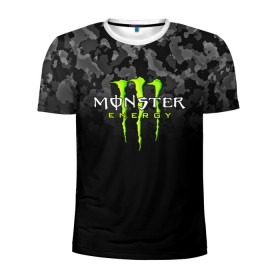 Мужская футболка 3D спортивная с принтом MONSTER ENERGY в Рязани, 100% полиэстер с улучшенными характеристиками | приталенный силуэт, круглая горловина, широкие плечи, сужается к линии бедра | Тематика изображения на принте: black monster | bmx | claw | cybersport | energy | monster | monster energy | moto | motocross | race | sport | киберспорт | когти | монстер энерджи | монстр | мото | мотокросс | ралли | скейтбординг | спорт | т | энергия