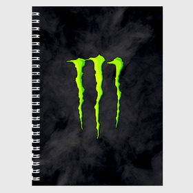 Тетрадь с принтом MONSTER ENERGY в Рязани, 100% бумага | 48 листов, плотность листов — 60 г/м2, плотность картонной обложки — 250 г/м2. Листы скреплены сбоку удобной пружинной спиралью. Уголки страниц и обложки скругленные. Цвет линий — светло-серый
 | black monster | bmx | claw | cybersport | energy | monster | monster energy | moto | motocross | race | sport | киберспорт | когти | монстер энерджи | монстр | мото | мотокросс | ралли | скейтбординг | спорт | т | энергия