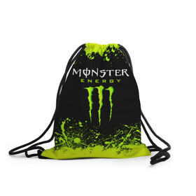 Рюкзак-мешок 3D с принтом MONSTER ENERGY  в Рязани, 100% полиэстер | плотность ткани — 200 г/м2, размер — 35 х 45 см; лямки — толстые шнурки, застежка на шнуровке, без карманов и подкладки | black monster | bmx | claw | cybersport | energy | monster | monster energy | moto | motocross | race | sport | киберспорт | когти | монстер энерджи | монстр | мото | мотокросс | ралли | скейтбординг | спорт | т | энергия