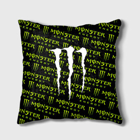 Подушка 3D с принтом MONSTER ENERGY  в Рязани, наволочка – 100% полиэстер, наполнитель – холлофайбер (легкий наполнитель, не вызывает аллергию). | состоит из подушки и наволочки. Наволочка на молнии, легко снимается для стирки | black monster | bmx | claw | cybersport | energy | monster | monster energy | moto | motocross | race | sport | киберспорт | когти | монстер энерджи | монстр | мото | мотокросс | ралли | скейтбординг | спорт | т | энергия