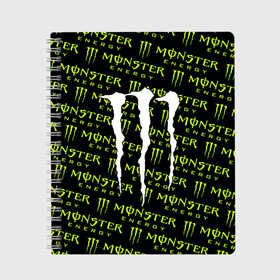 Тетрадь с принтом MONSTER ENERGY в Рязани, 100% бумага | 48 листов, плотность листов — 60 г/м2, плотность картонной обложки — 250 г/м2. Листы скреплены сбоку удобной пружинной спиралью. Уголки страниц и обложки скругленные. Цвет линий — светло-серый
 | black monster | bmx | claw | cybersport | energy | monster | monster energy | moto | motocross | race | sport | киберспорт | когти | монстер энерджи | монстр | мото | мотокросс | ралли | скейтбординг | спорт | т | энергия