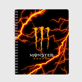 Тетрадь с принтом MONSTER ENERGY в Рязани, 100% бумага | 48 листов, плотность листов — 60 г/м2, плотность картонной обложки — 250 г/м2. Листы скреплены сбоку удобной пружинной спиралью. Уголки страниц и обложки скругленные. Цвет линий — светло-серый
 | black monster | bmx | claw | cybersport | energy | monster | monster energy | moto | motocross | race | sport | киберспорт | когти | монстер энерджи | монстр | мото | мотокросс | ралли | скейтбординг | спорт | т | энергия