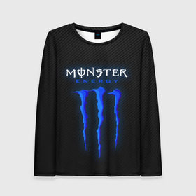 Женский лонгслив 3D с принтом MONSTER ENERGY (Z) в Рязани, 100% полиэстер | длинные рукава, круглый вырез горловины, полуприлегающий силуэт | black monster | bmx | claw | cybersport | energy | monster | monster energy | moto | motocross | race | sport | киберспорт | когти | монстер энерджи | монстр | мото | мотокросс | ралли | скейтбординг | спорт | т | энергия