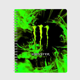 Тетрадь с принтом MONSTER ENERGY в Рязани, 100% бумага | 48 листов, плотность листов — 60 г/м2, плотность картонной обложки — 250 г/м2. Листы скреплены сбоку удобной пружинной спиралью. Уголки страниц и обложки скругленные. Цвет линий — светло-серый
 | black monster | bmx | claw | cybersport | energy | monster | monster energy | moto | motocross | race | sport | киберспорт | когти | монстер энерджи | монстр | мото | мотокросс | ралли | скейтбординг | спорт | энергия