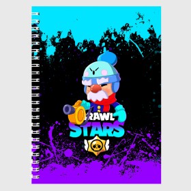 Тетрадь с принтом BRAWL STARS GALE в Рязани, 100% бумага | 48 листов, плотность листов — 60 г/м2, плотность картонной обложки — 250 г/м2. Листы скреплены сбоку удобной пружинной спиралью. Уголки страниц и обложки скругленные. Цвет линий — светло-серый
 | Тематика изображения на принте: bibi | brawl stars | coach mike | crow | gale | leon | leon shark | max | mecha crow | mortis | mr.p | phoenix | sally leon | sandy | spike | sprout | tara | unicorn | virus 8 bit | werewolf | ворон | оборотень