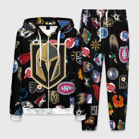 Мужской костюм 3D с принтом Vegas Golden Knights (Z) в Рязани, 100% полиэстер | Манжеты и пояс оформлены тканевой резинкой, двухслойный капюшон со шнурком для регулировки, карманы спереди | anaheim ducks | arizona coyotes | boston bruins | buffalo sabres | calgary flames | canadiens de montreal | carolina hurricanes | chicago blackhawks | colorado avalanche | columbus blue jackets | dallas stars | detroit red wings | edmonton oil | hockey | 