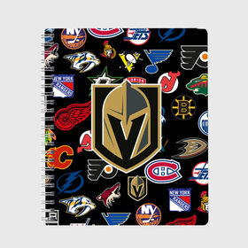 Тетрадь с принтом Vegas Golden Knights (Z) в Рязани, 100% бумага | 48 листов, плотность листов — 60 г/м2, плотность картонной обложки — 250 г/м2. Листы скреплены сбоку удобной пружинной спиралью. Уголки страниц и обложки скругленные. Цвет линий — светло-серый
 | Тематика изображения на принте: anaheim ducks | arizona coyotes | boston bruins | buffalo sabres | calgary flames | canadiens de montreal | carolina hurricanes | chicago blackhawks | colorado avalanche | columbus blue jackets | dallas stars | detroit red wings | edmonton oil | hockey | 